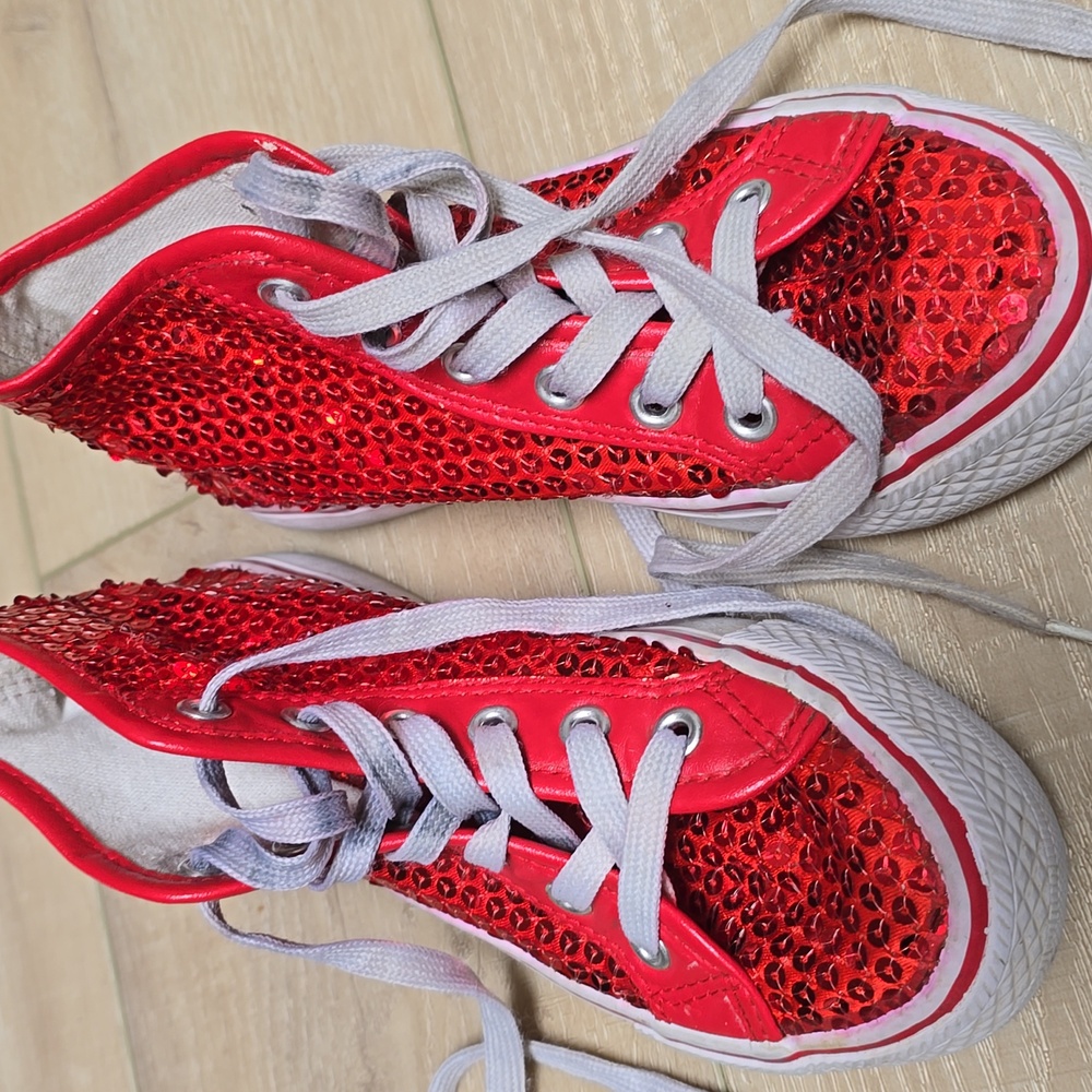 Balera red sequin high tops sneakers